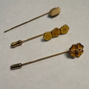 Set of Gold Floral stick pins